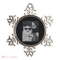 Cat Scarf Meme Drinking Coffee Selfie Chill White Shark Ornament thumb 0