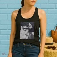 Cat Scarf Meme Drinking Coffee Selfie Chill White Shark Women's Tank Top thumb 2