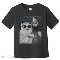 Cat Scarf Meme Drinking Coffee Selfie Chill White Shark Toddler T-Shirt thumb 0