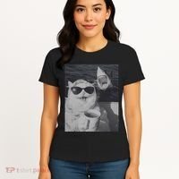 Cat Scarf Meme Drinking Coffee Selfie Chill White Shark Women's T-Shirt thumb 4