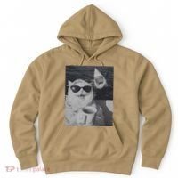 Cat Scarf Meme Drinking Coffee Selfie Chill White Shark Hoodie thumb 0