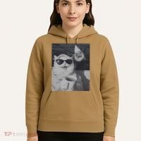 Cat Scarf Meme Drinking Coffee Selfie Chill White Shark Hoodie thumb 5