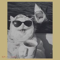 Cat Scarf Meme Drinking Coffee Selfie Chill White Shark Hoodie thumb 7