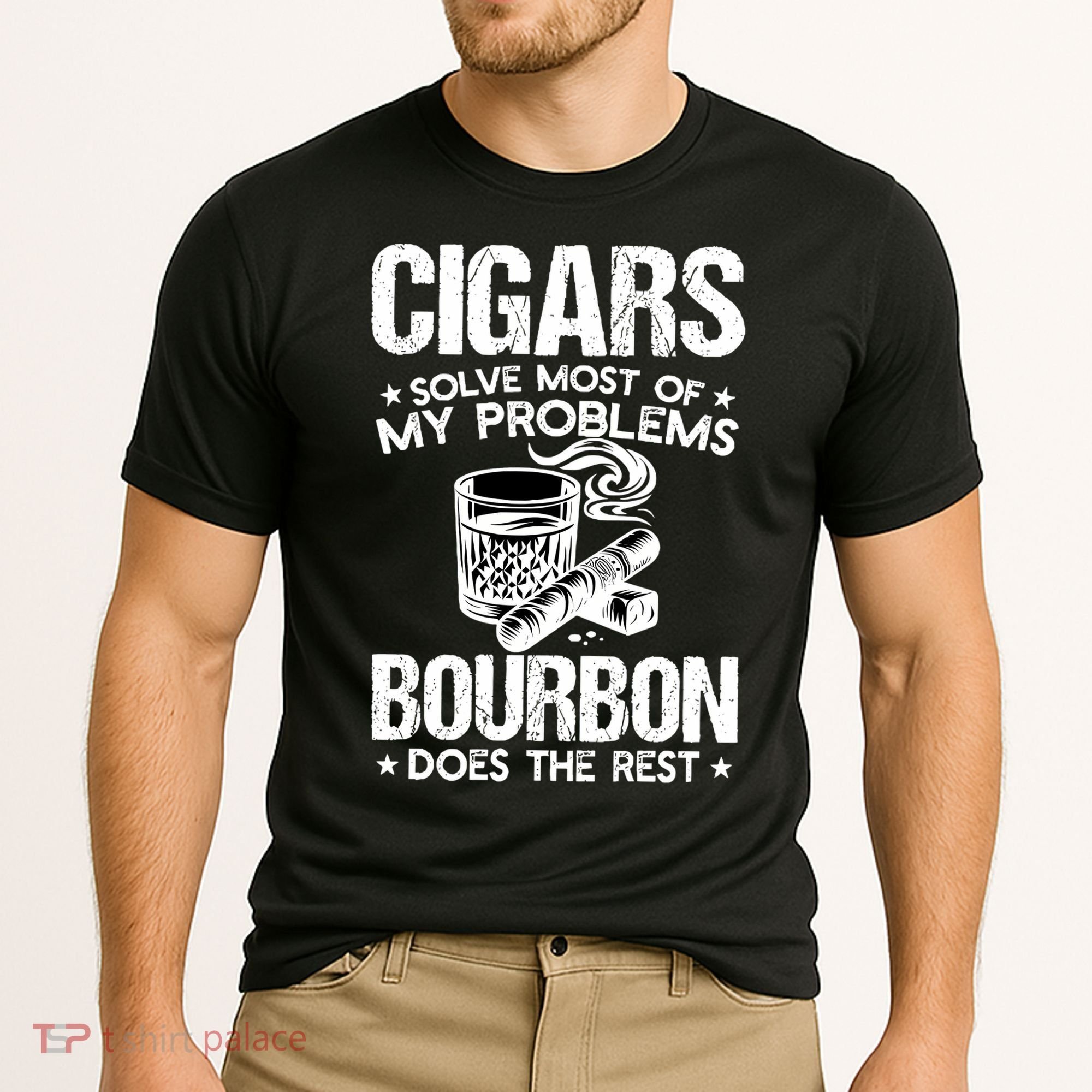 Cigars Solve Most Of My Problems Bourbon Does The Rest Sweatshirt Cooling Performance Crew T-Shirt