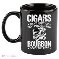 Cigars Solve Most Of My Problems Bourbon Does The Rest Sweatshirt 11oz C Handle Ceramic Mug thumb 2