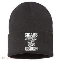 Cigars Solve Most Of My Problems Bourbon Does The Rest Sweatshirt Sustainable Knit Beanie thumb 0