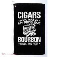 Cigars Solve Most Of My Problems Bourbon Does The Rest Sweatshirt Golf Towel thumb 0