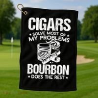 Cigars Solve Most Of My Problems Bourbon Does The Rest Sweatshirt Golf Towel thumb 1