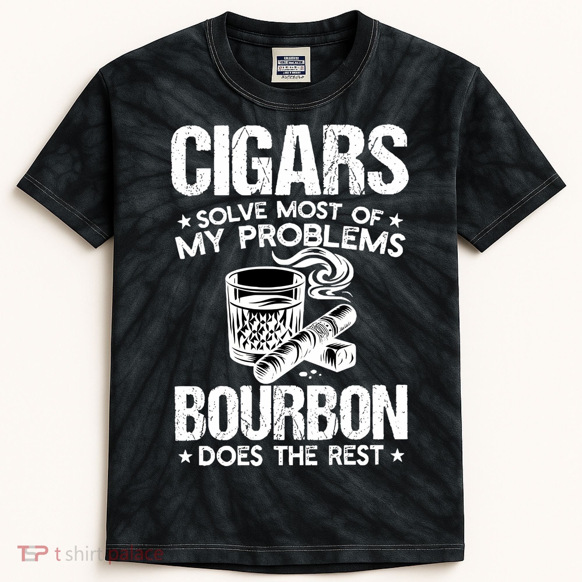 Cigars Solve Most Of My Problems Bourbon Does The Rest Sweatshirt Kids Tie-Dye T-Shirt