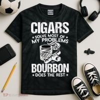 Cigars Solve Most Of My Problems Bourbon Does The Rest Sweatshirt Kids Tie-Dye T-Shirt thumb 2