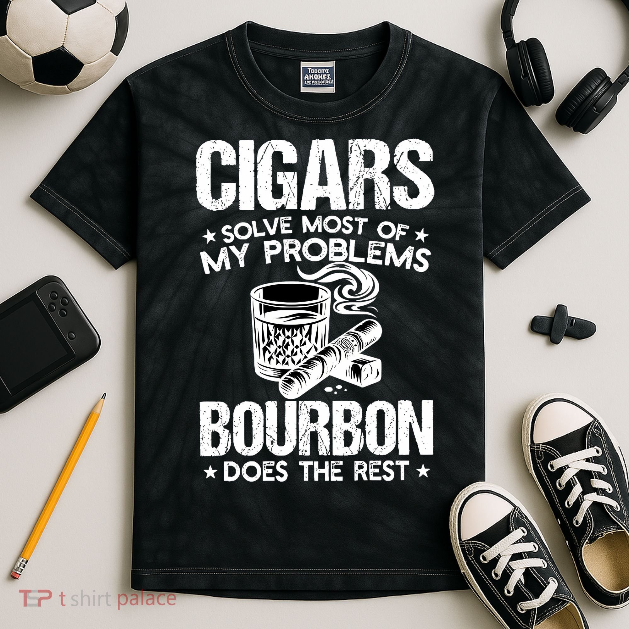 Cigars Solve Most Of My Problems Bourbon Does The Rest Sweatshirt Kids Tie-Dye T-Shirt