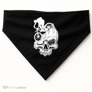 Cool Skull Mountain Biker Illustration USA-Made Doggie Bandana