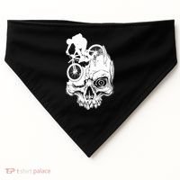 Cool Skull Mountain Biker Illustration USA-Made Doggie Bandana thumb 0
