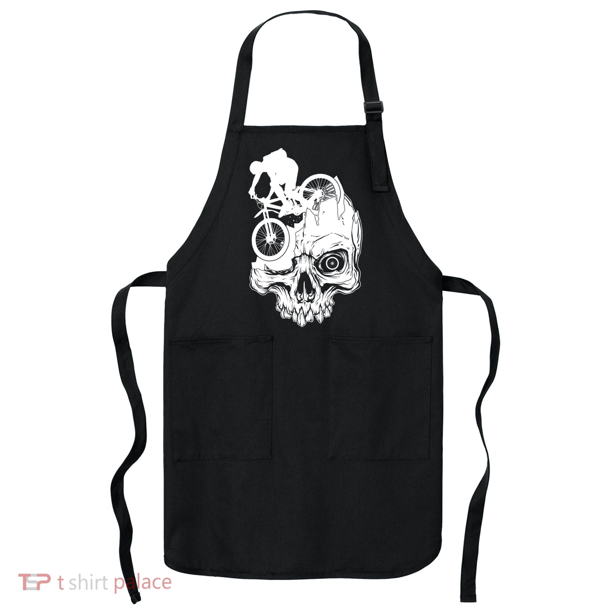 Cool Skull Mountain Biker Illustration Apron