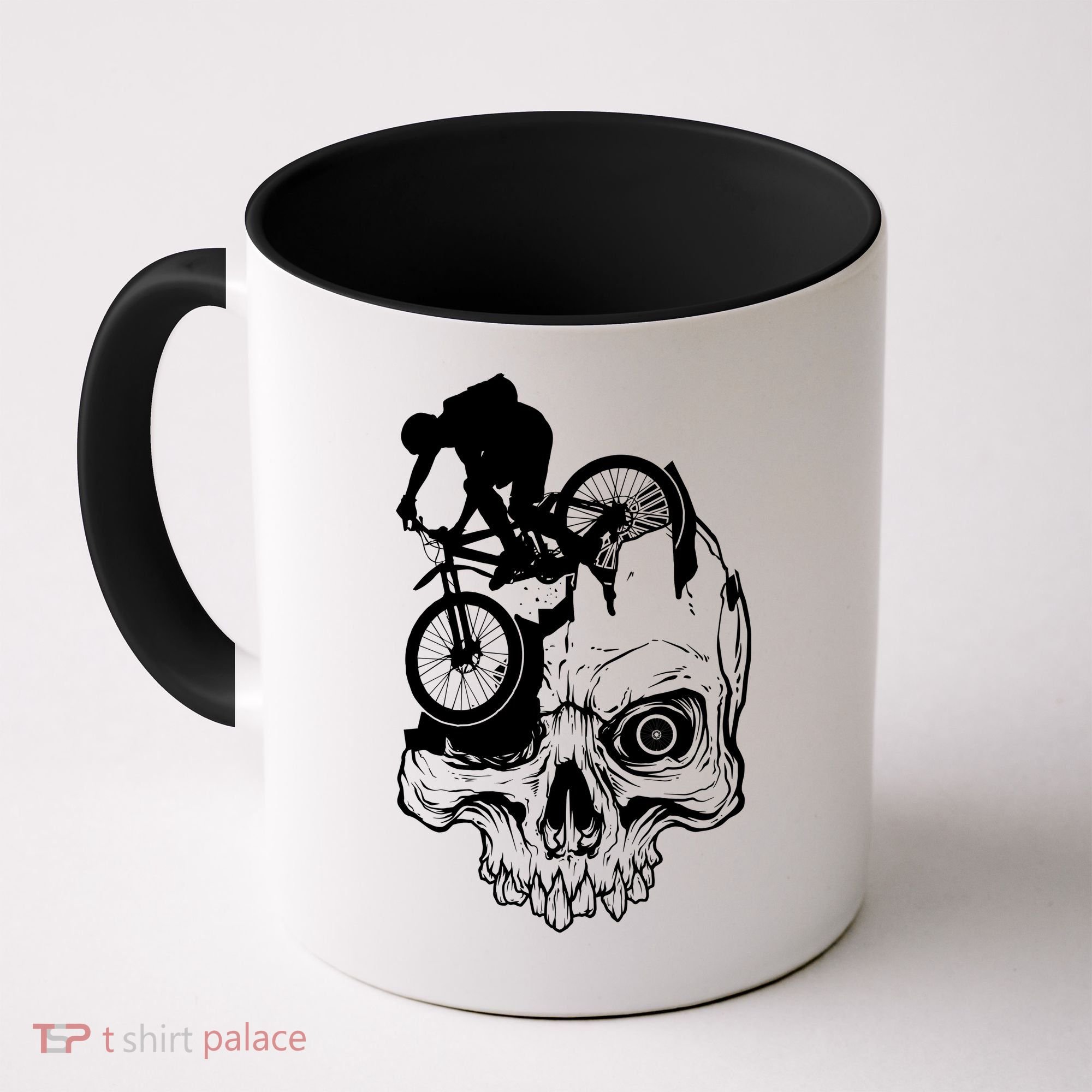 Cool Skull Mountain Biker Illustration Coffee Mug