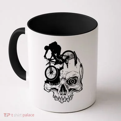 Cool Skull Mountain Biker Illustration Coffee Mug