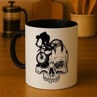 Cool Skull Mountain Biker Illustration Coffee Mug thumb 4