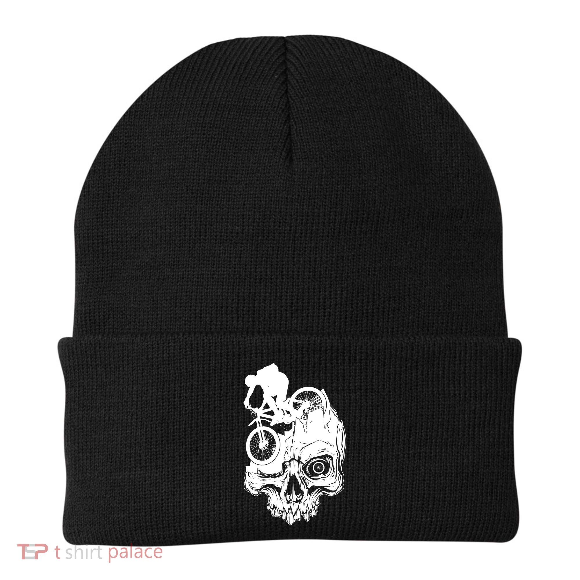Cool Skull Mountain Biker Illustration Beanie
