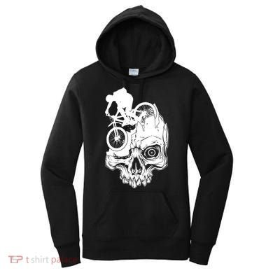 Cool Skull Mountain Biker Illustration Women's Hoodie