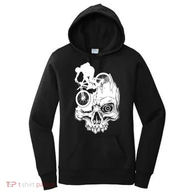 Cool Skull Mountain Biker Illustration Women's Hoodie