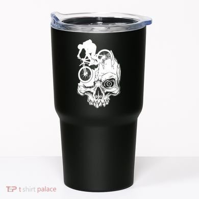 Cool Skull Mountain Biker Illustration Tumbler