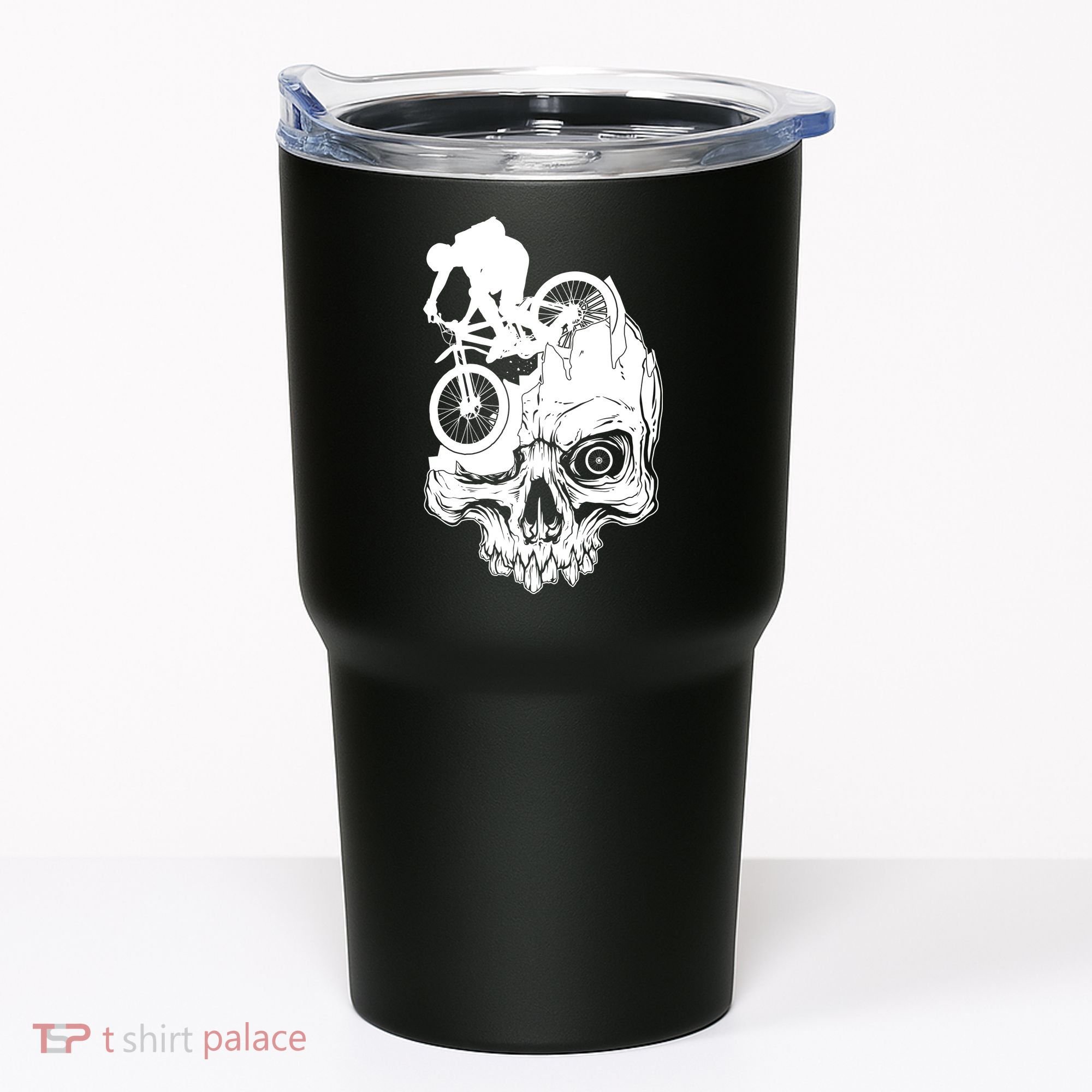 Cool Skull Mountain Biker Illustration Tumbler
