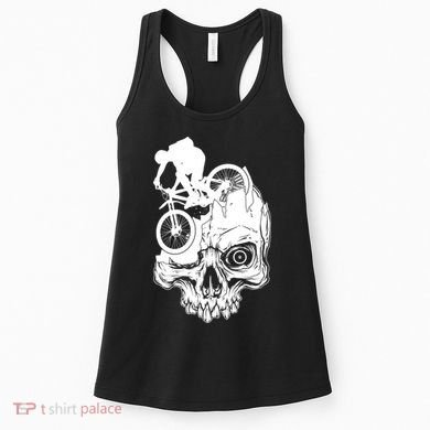Cool Skull Mountain Biker Illustration Women's Tank Top