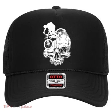 Cool Skull Mountain Biker Illustration Hat
