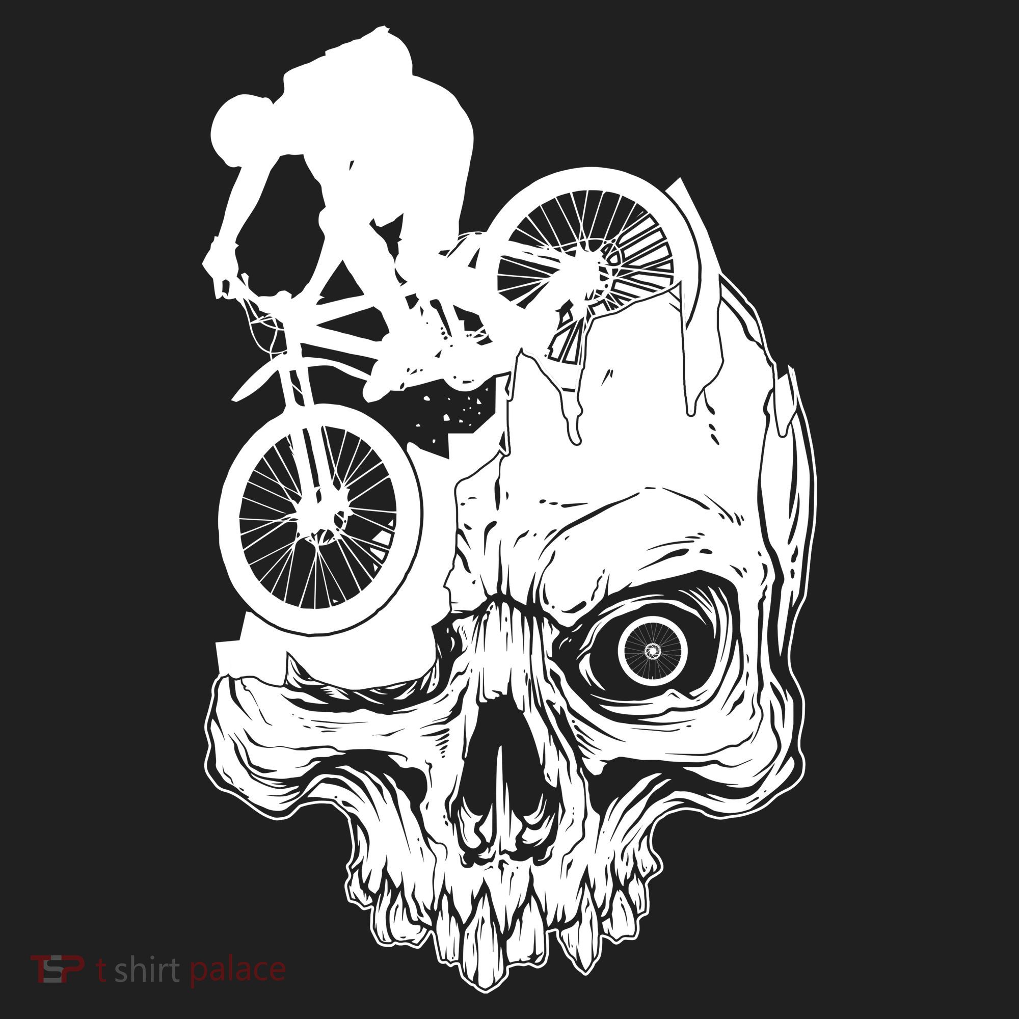 Cool Skull Mountain Biker Illustration Hat