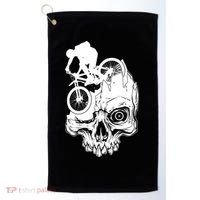 Cool Skull Mountain Biker Illustration Golf Towel thumb 0