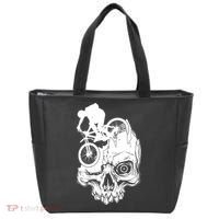 Cool Skull Mountain Biker Illustration Tote Bag thumb 0
