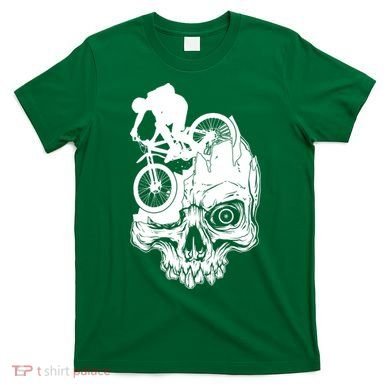 Cool Skull Mountain Biker Illustration T-Shirt