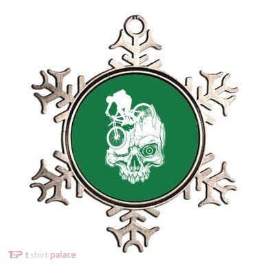 Cool Skull Mountain Biker Illustration Ornament
