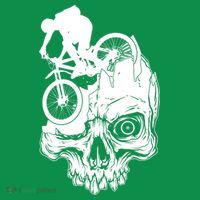 Cool Skull Mountain Biker Illustration Ornament thumb 1