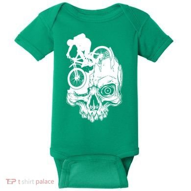 Cool Skull Mountain Biker Illustration Baby Bodysuit