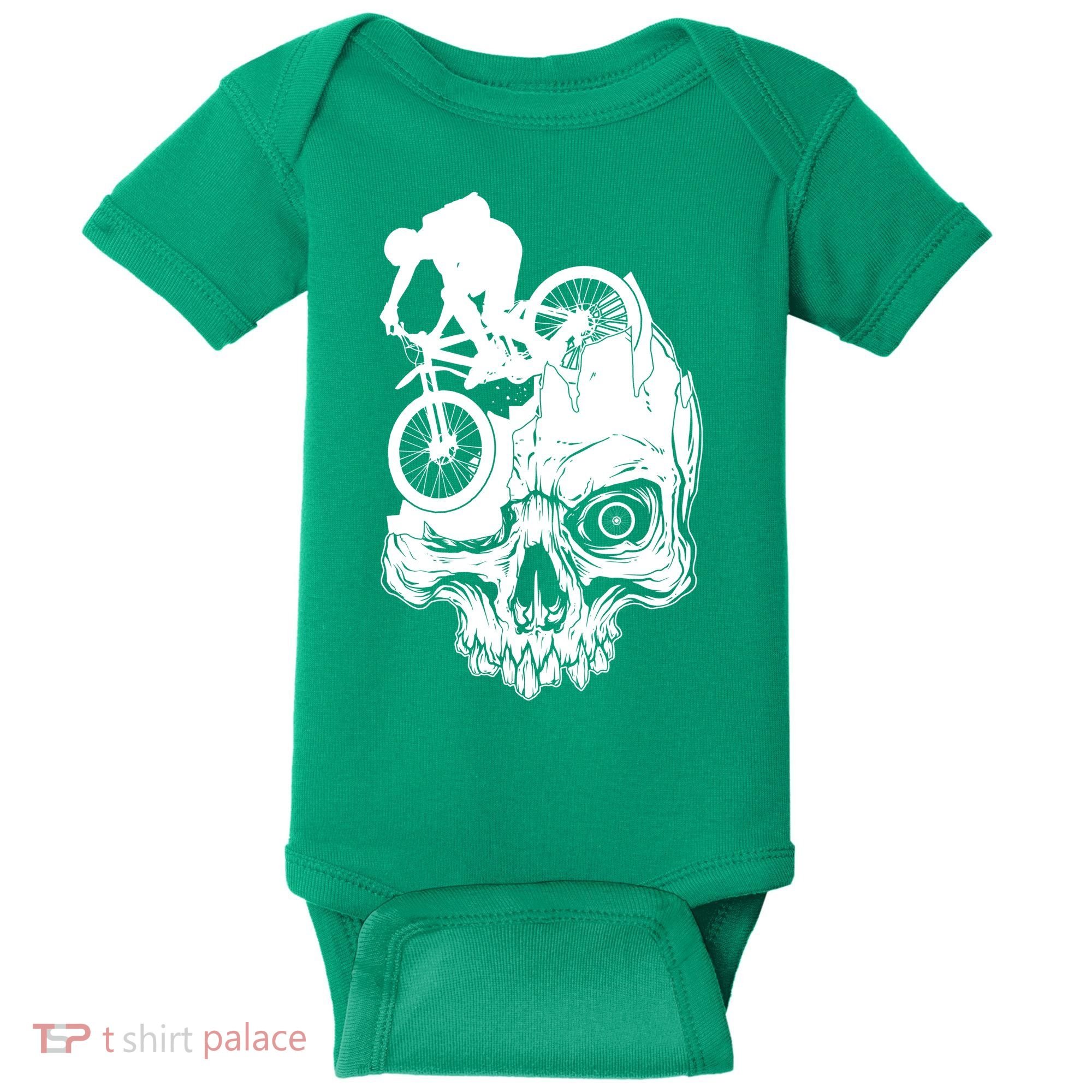 Cool Skull Mountain Biker Illustration Baby Bodysuit
