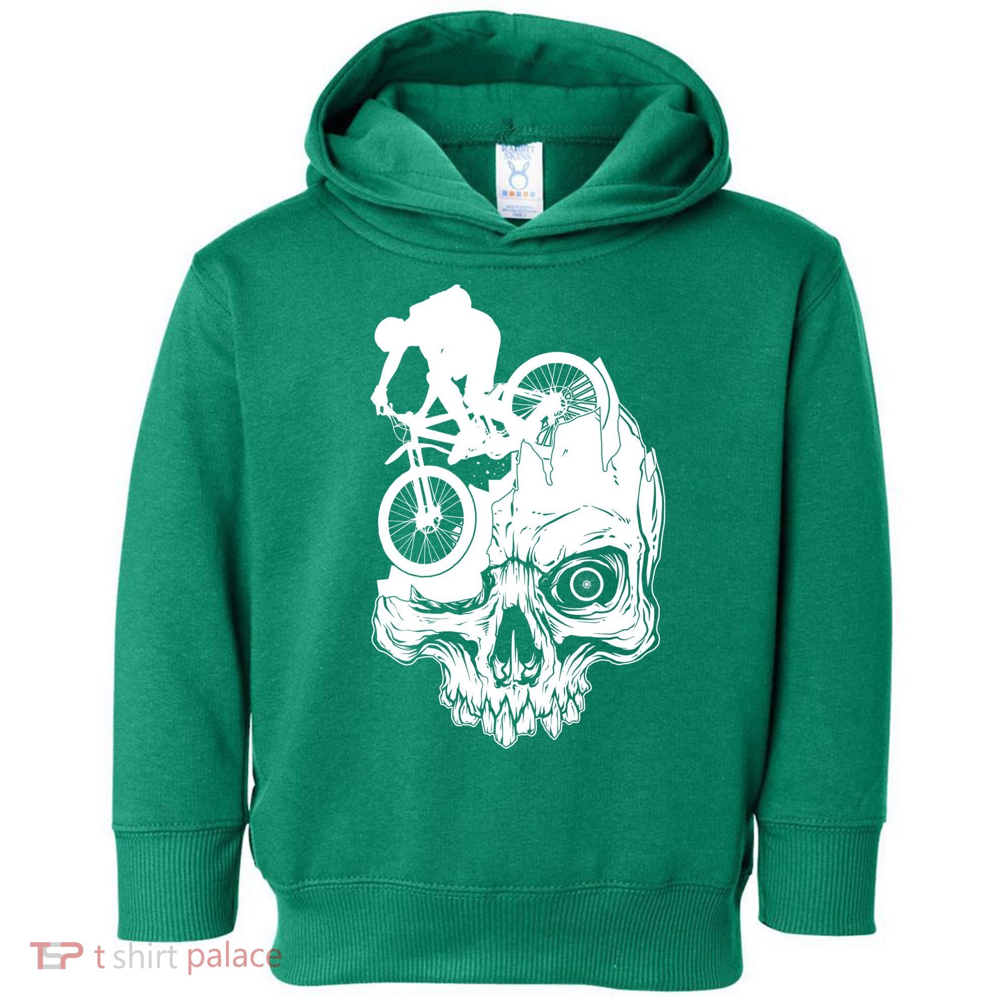 Cool Skull Mountain Biker Illustration Toddler Hoodie