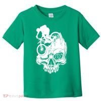 Cool Skull Mountain Biker Illustration Toddler T-Shirt thumb 0