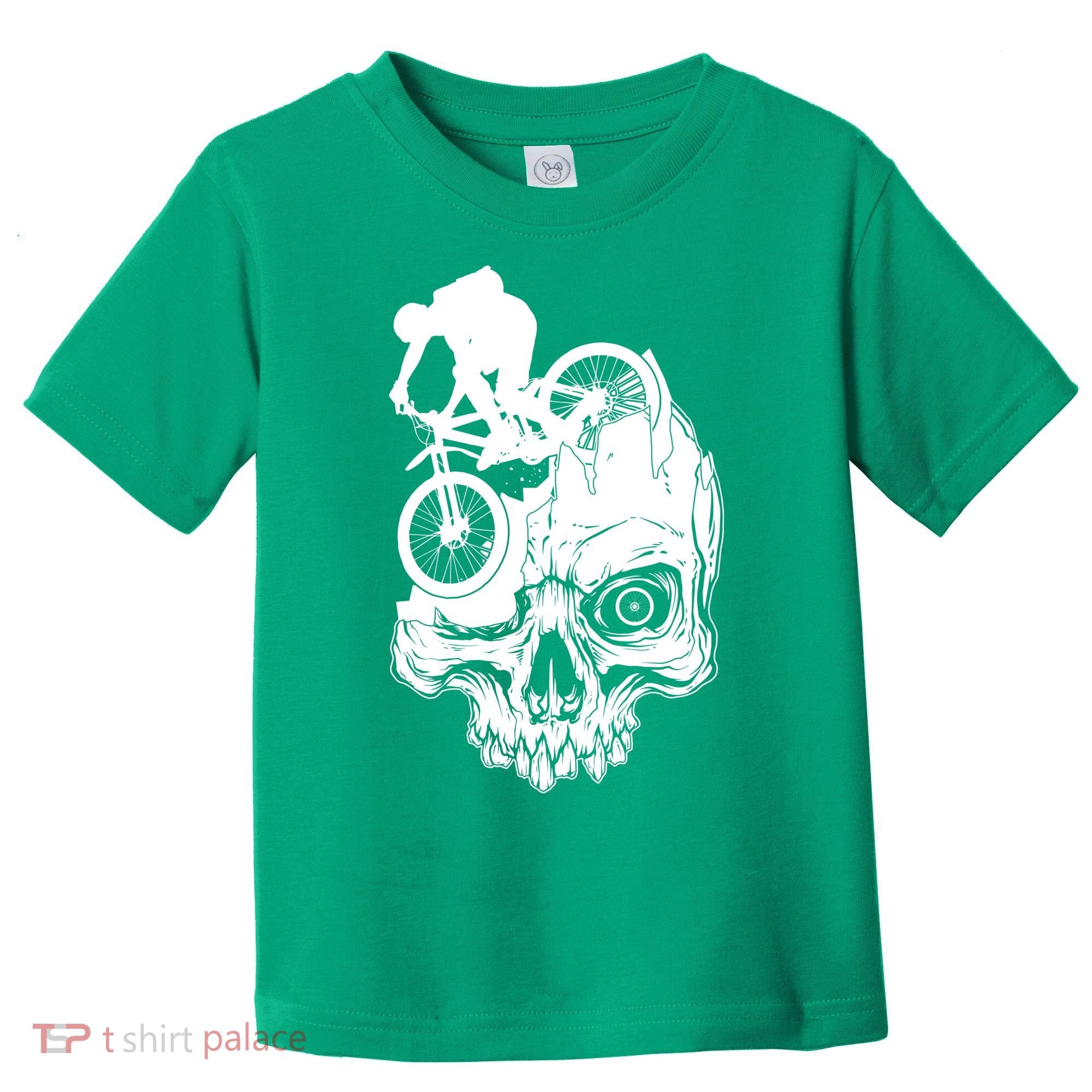 Cool Skull Mountain Biker Illustration Toddler T-Shirt