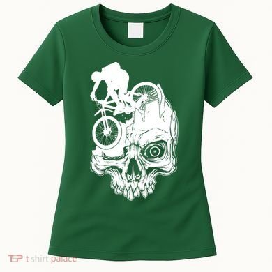 Cool Skull Mountain Biker Illustration Women's T-Shirt