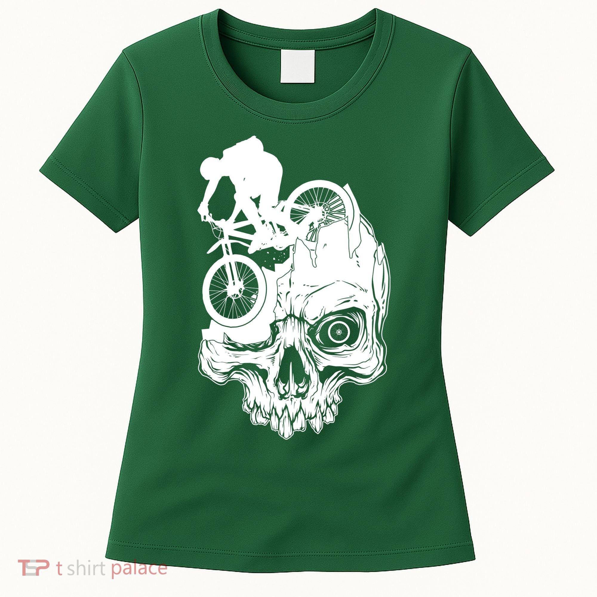 Cool Skull Mountain Biker Illustration Women's T-Shirt