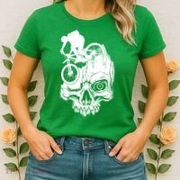 Cool Skull Mountain Biker Illustration Women's T-Shirt thumb 2