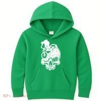 Cool Skull Mountain Biker Illustration Kids Hoodie thumb 0