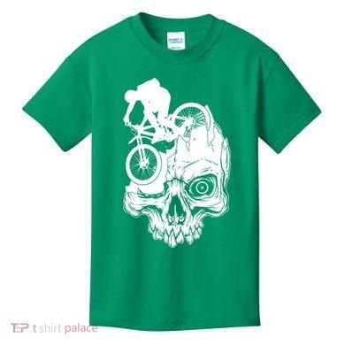 Cool Skull Mountain Biker Illustration Kids T-Shirt