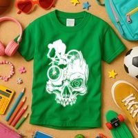 Cool Skull Mountain Biker Illustration Kids T-Shirt thumb 3