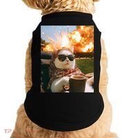 Cat Scarf Meme Drinking Coffee Selfie Chill Explosive Comet  Doggie Tank thumb 0