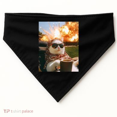 Cat Scarf Meme Drinking Coffee Selfie Chill Explosive Comet  USA-Made Doggie Bandana