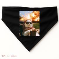 Cat Scarf Meme Drinking Coffee Selfie Chill Explosive Comet  USA-Made Doggie Bandana thumb 0