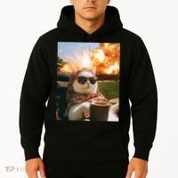 Cat Scarf Meme Drinking Coffee Selfie Chill Explosive Comet  Hoodie thumb 2