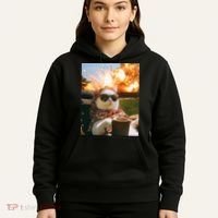 Cat Scarf Meme Drinking Coffee Selfie Chill Explosive Comet  Hoodie thumb 5